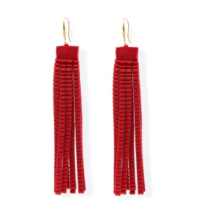 Satin Pleated Earrings Essilp Red e-RE