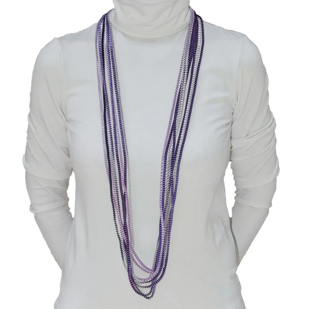 Satin Pleated Necklace Essilp Purple Blue Lavender KL302