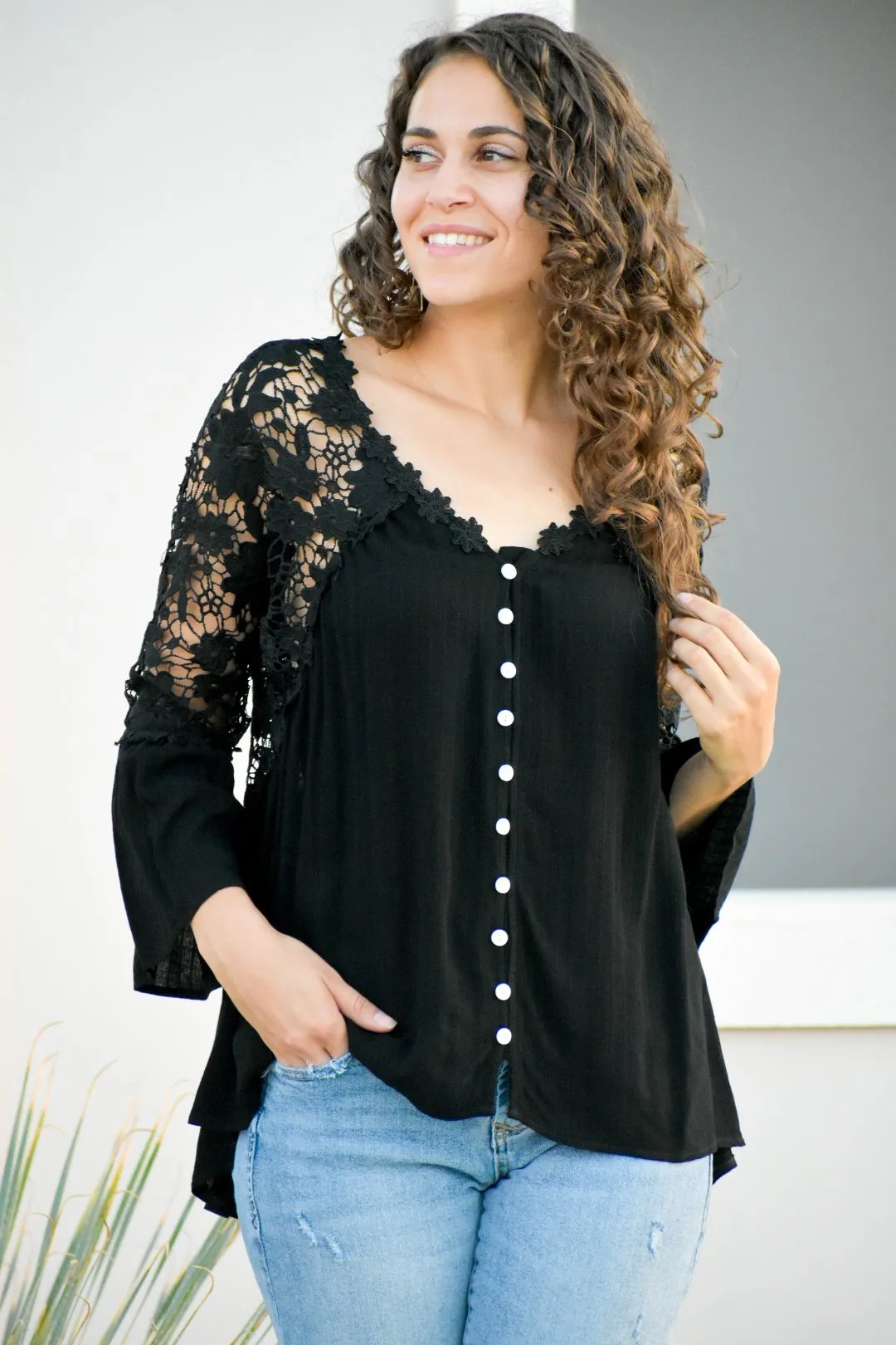 Shake It Off Black Laced Blouse