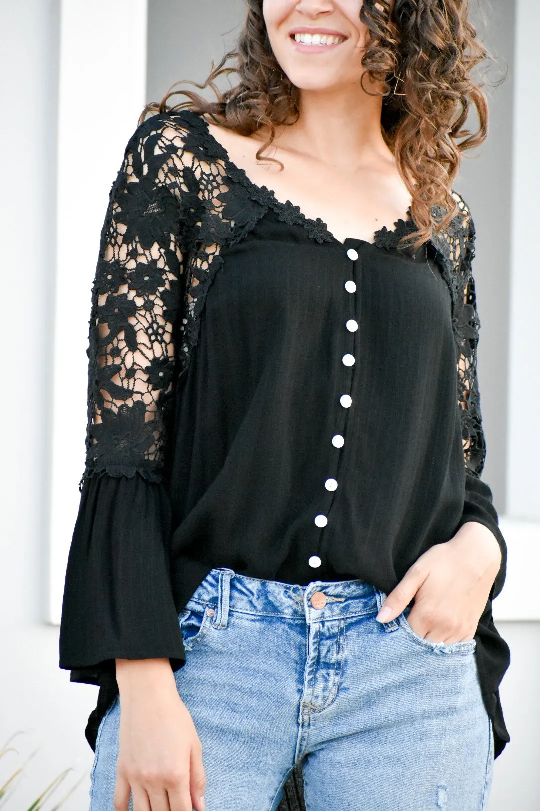 Shake It Off Black Laced Blouse