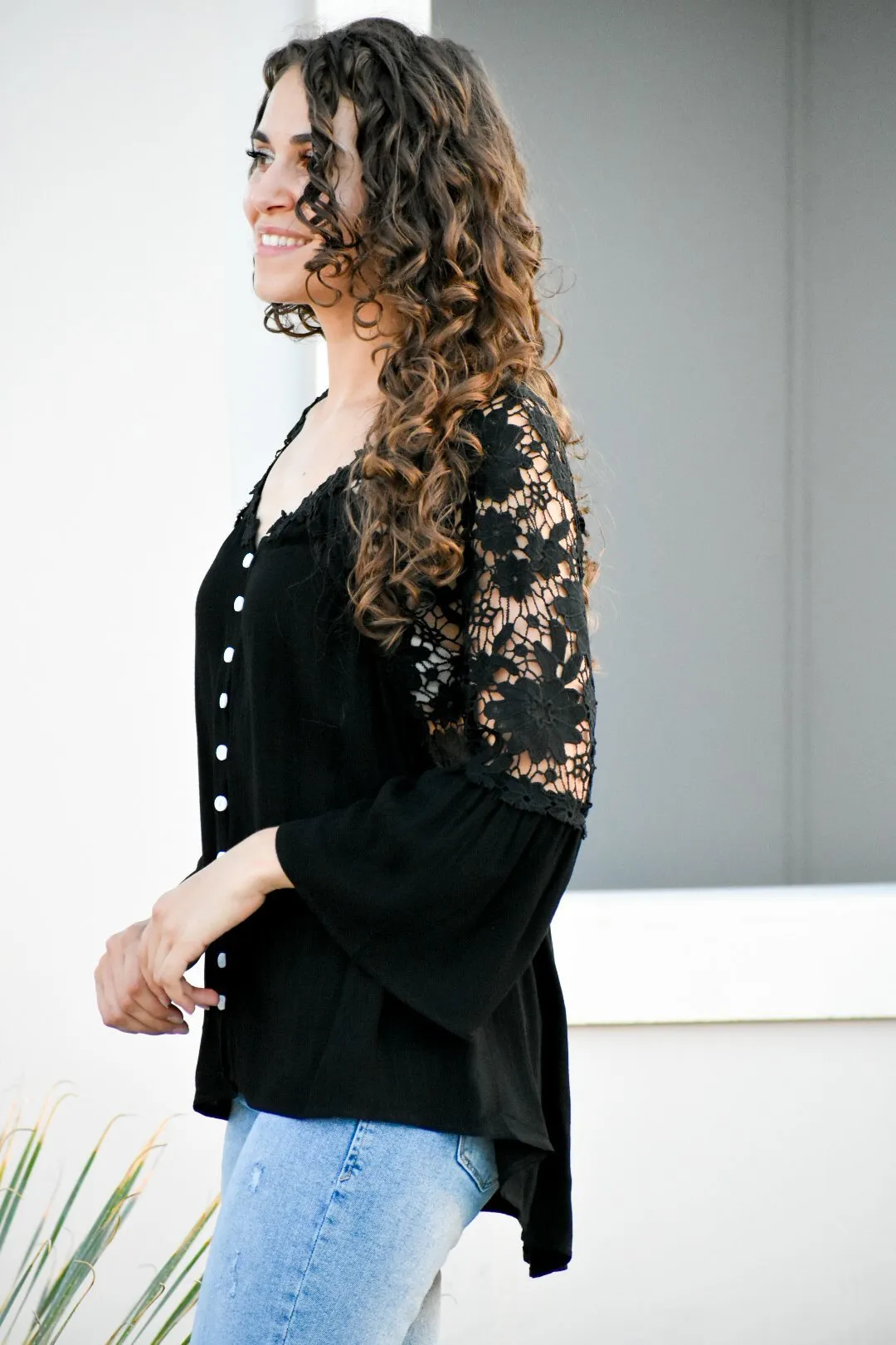 Shake It Off Black Laced Blouse