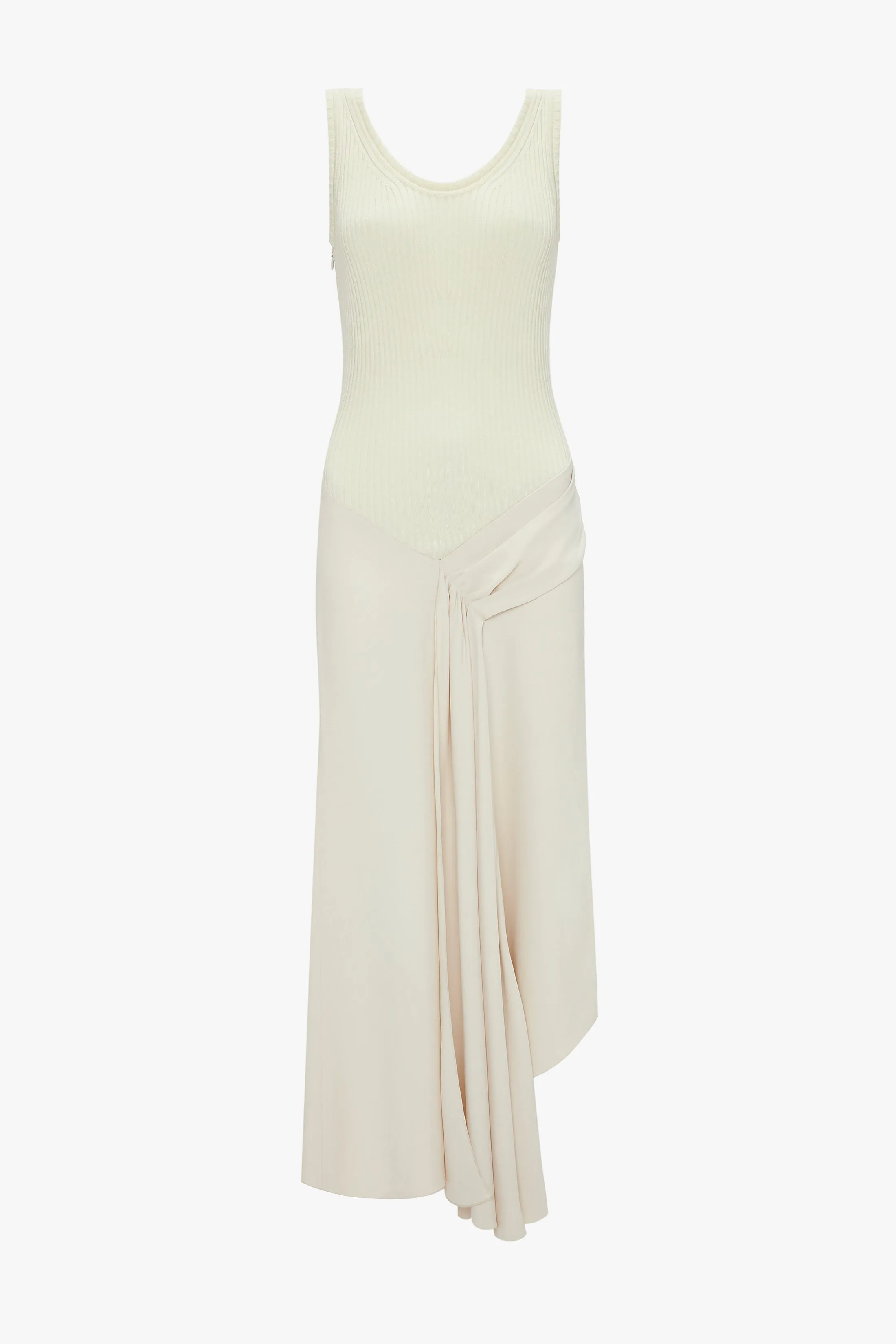 Sleeveless Tie Detail Dress In Cream