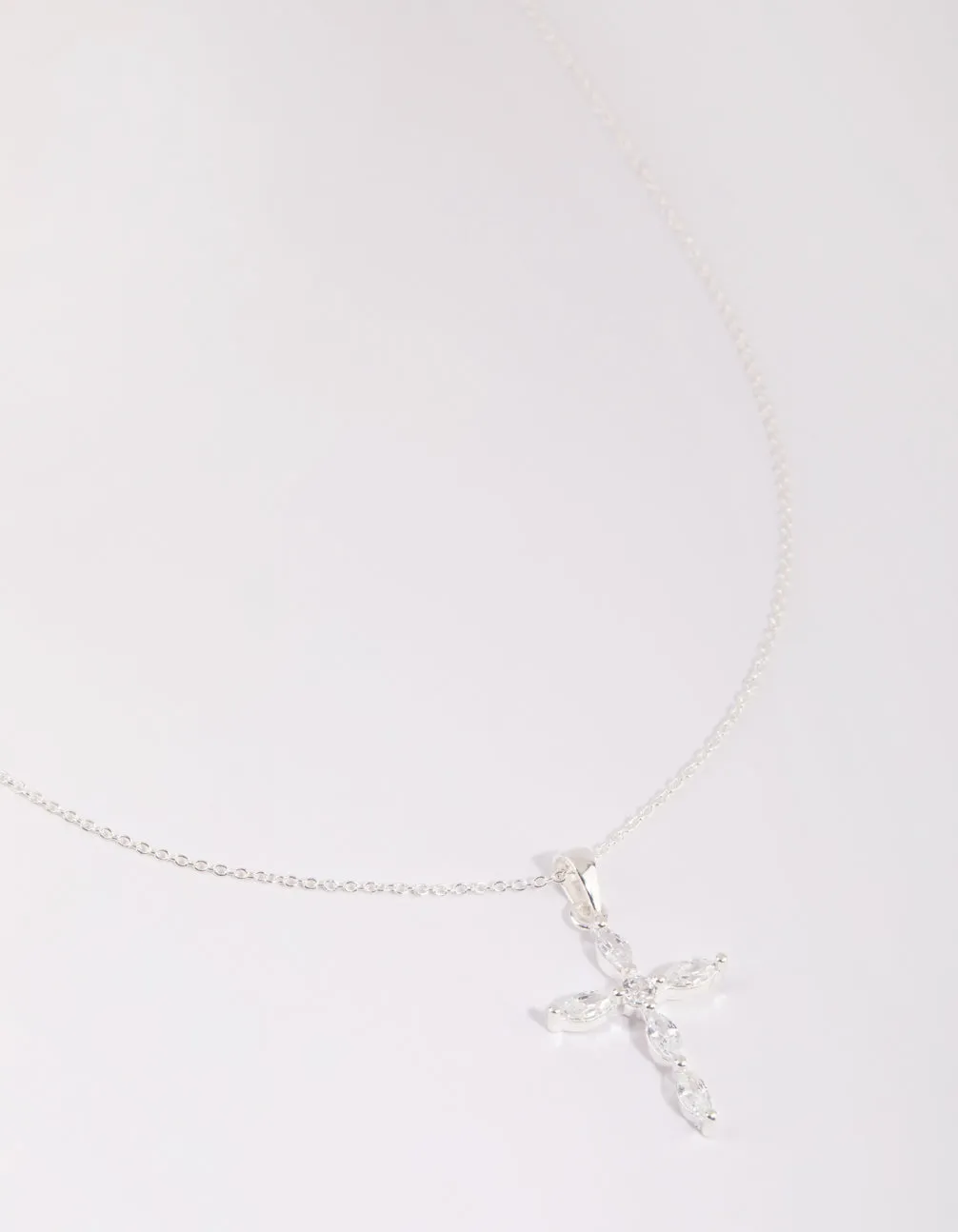 Sterling Silver Cubic Zirconia Cross Necklace