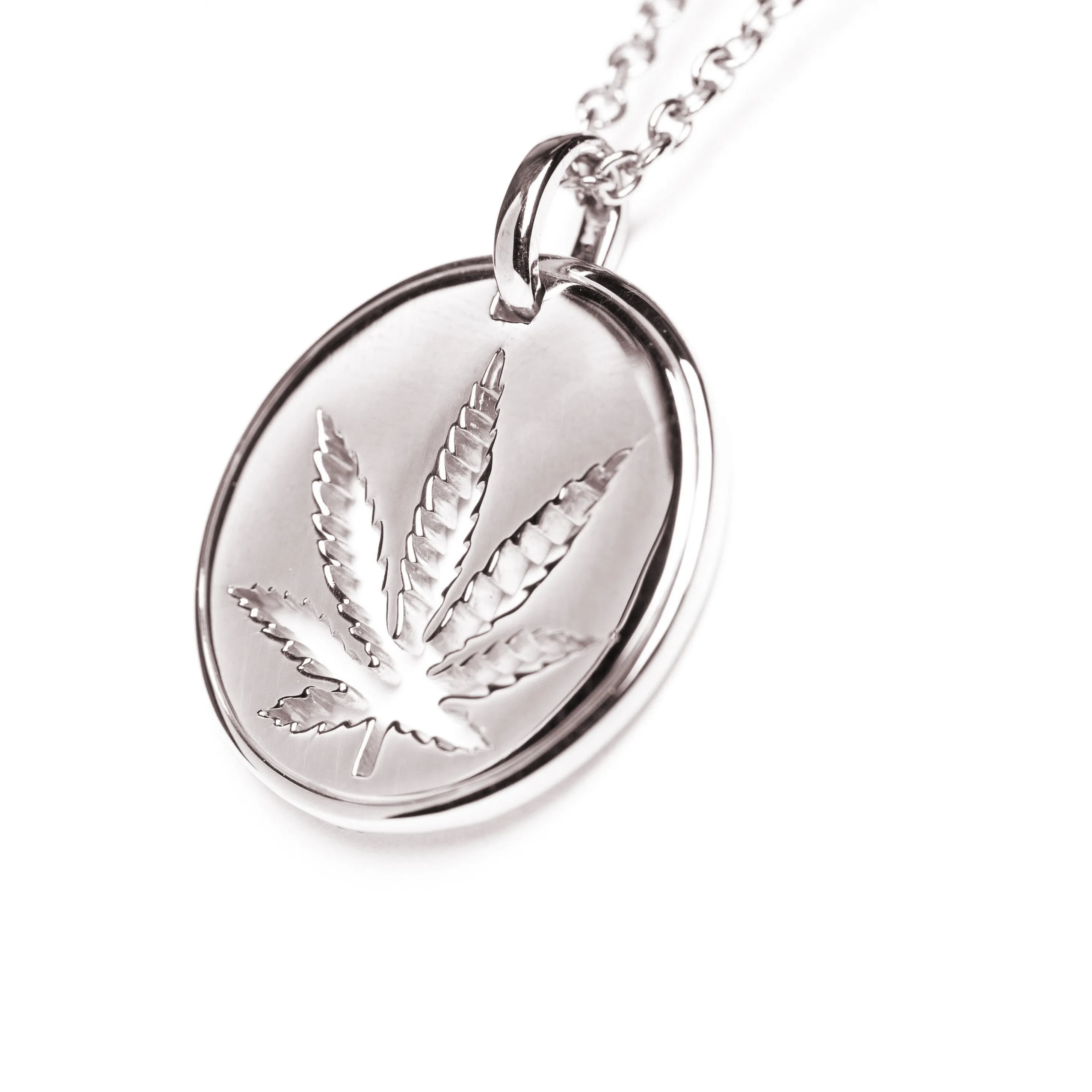 Sterling Silver Sativa Leaf Pendant - Cutout Disc