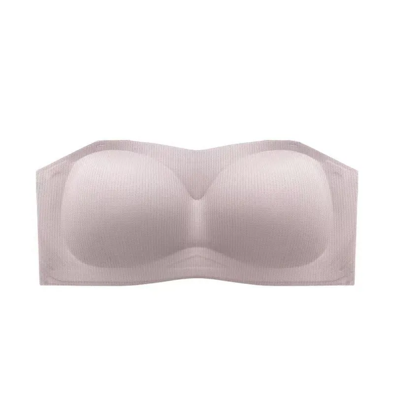 Strapless underwear tube top women's summer thin section big breasts show small breasts gathered wrap chest non-slip anti-glare invisible bra