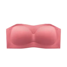 Strapless underwear tube top women's summer thin section big breasts show small breasts gathered wrap chest non-slip anti-glare invisible bra