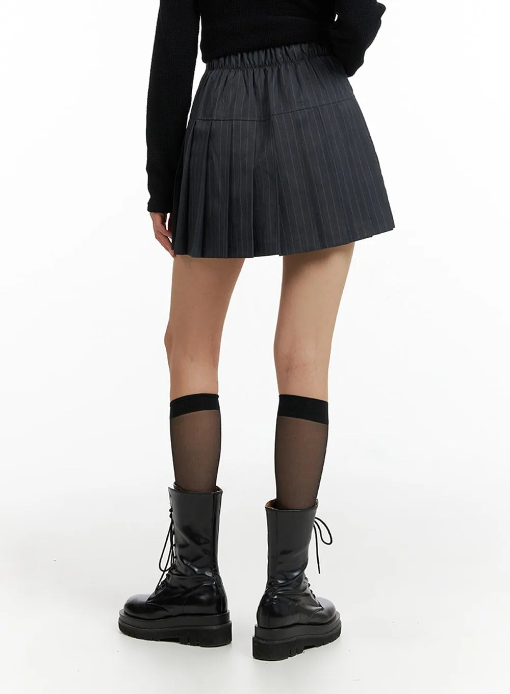 Striped Pleated Mini Skirt IF402