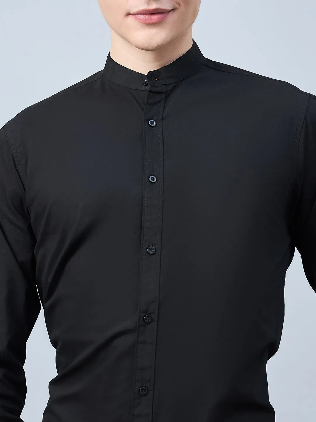 Style Quotient Men Black Cotton Solid Formal Shirt