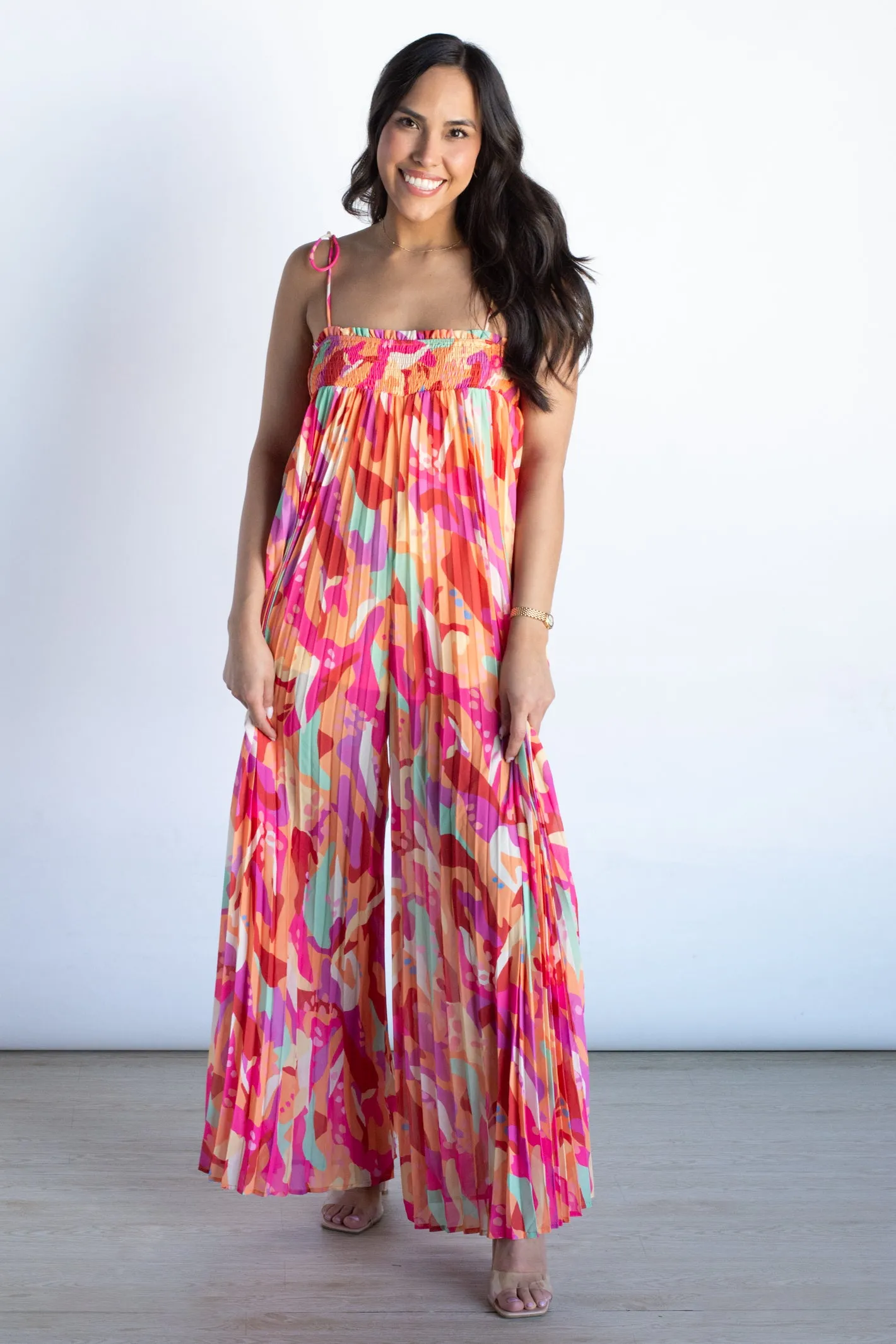 Summer Hues Multicolor Full Body Pleated Jumpsuit