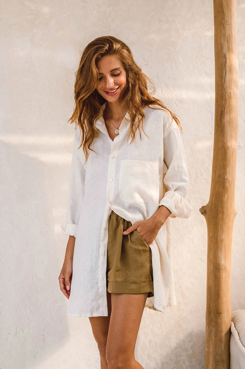 SUMMER Shirt Dress - coconut linen