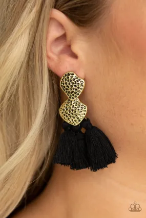 Tenacious Tassel Black Post Earrings