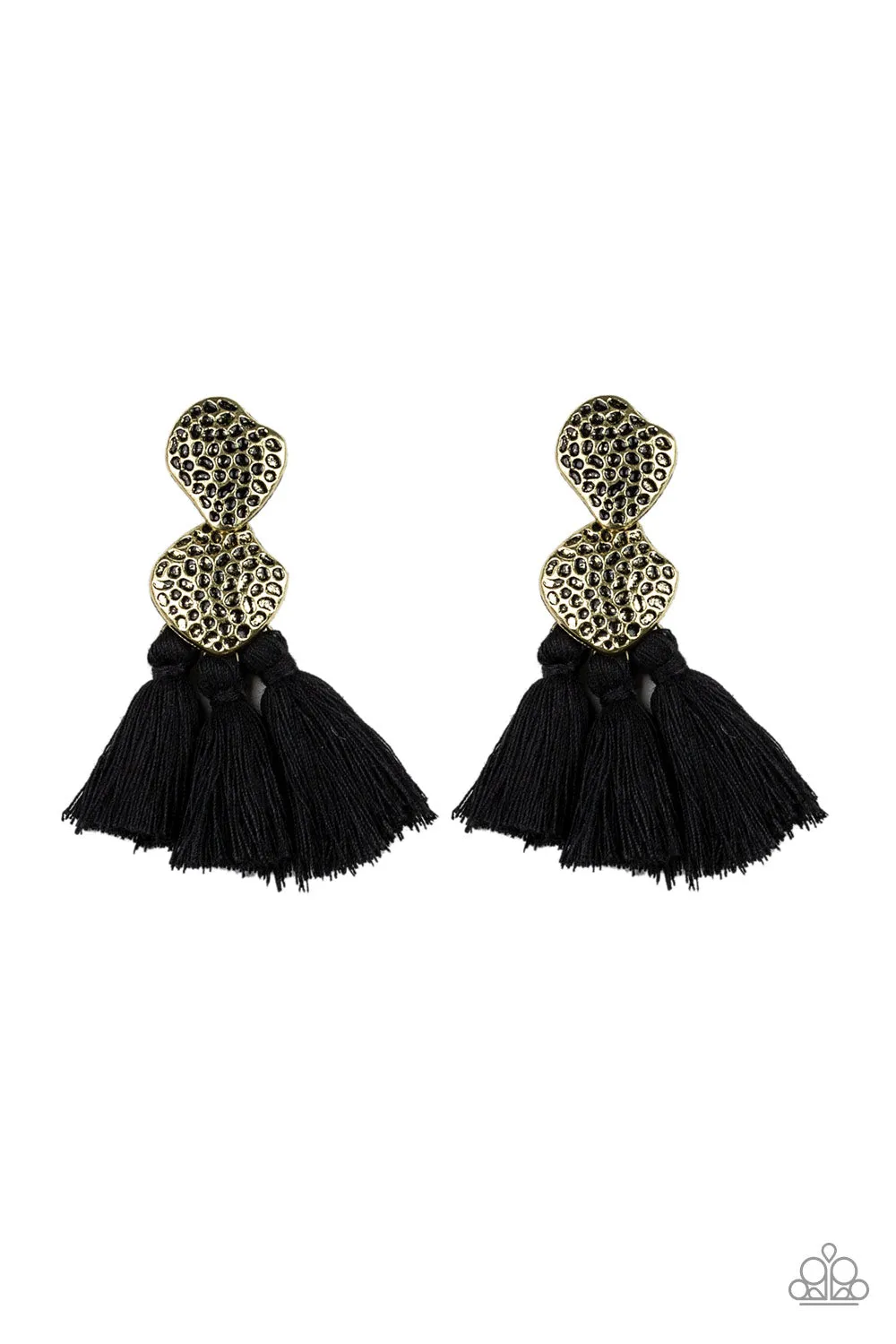 Tenacious Tassel Black Post Earrings