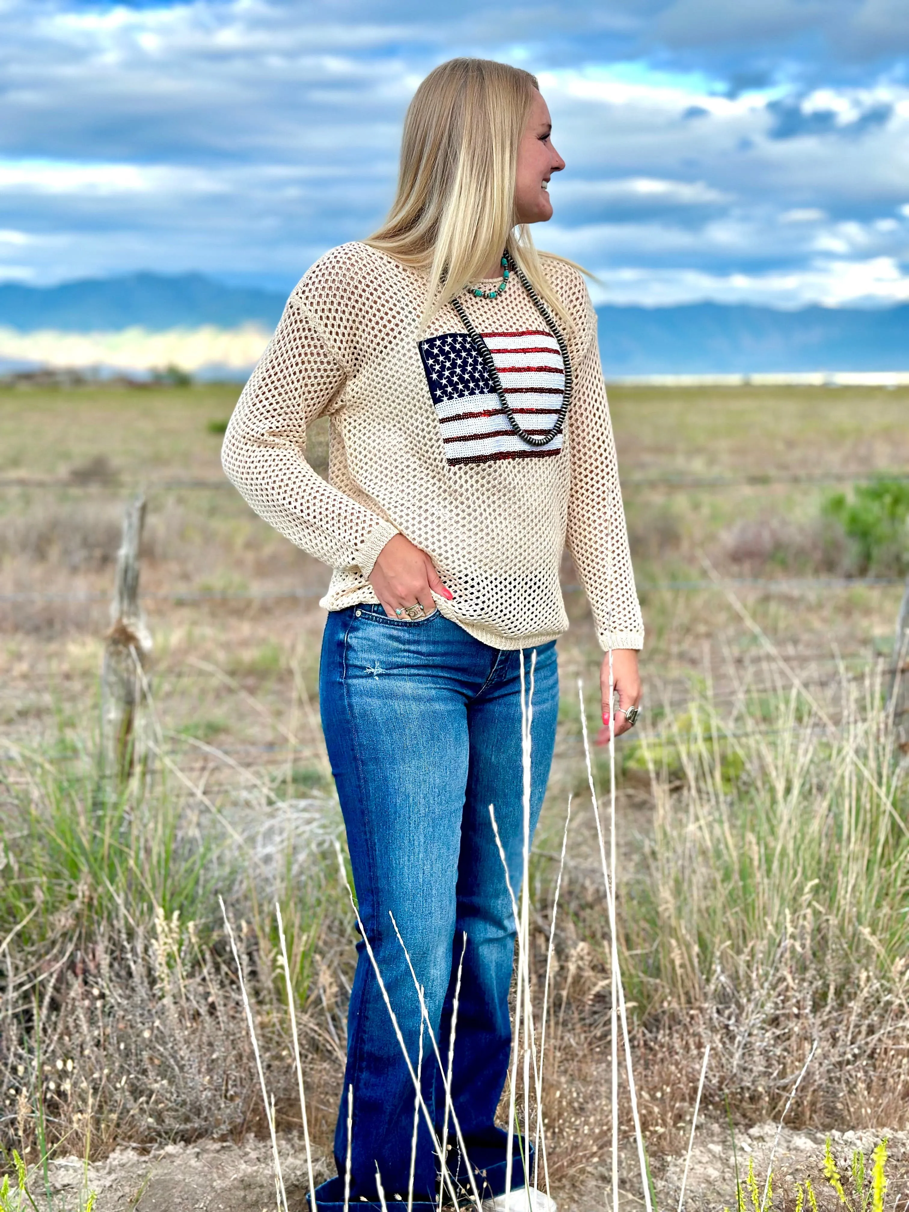 The All American Girl Sequin Flag Top