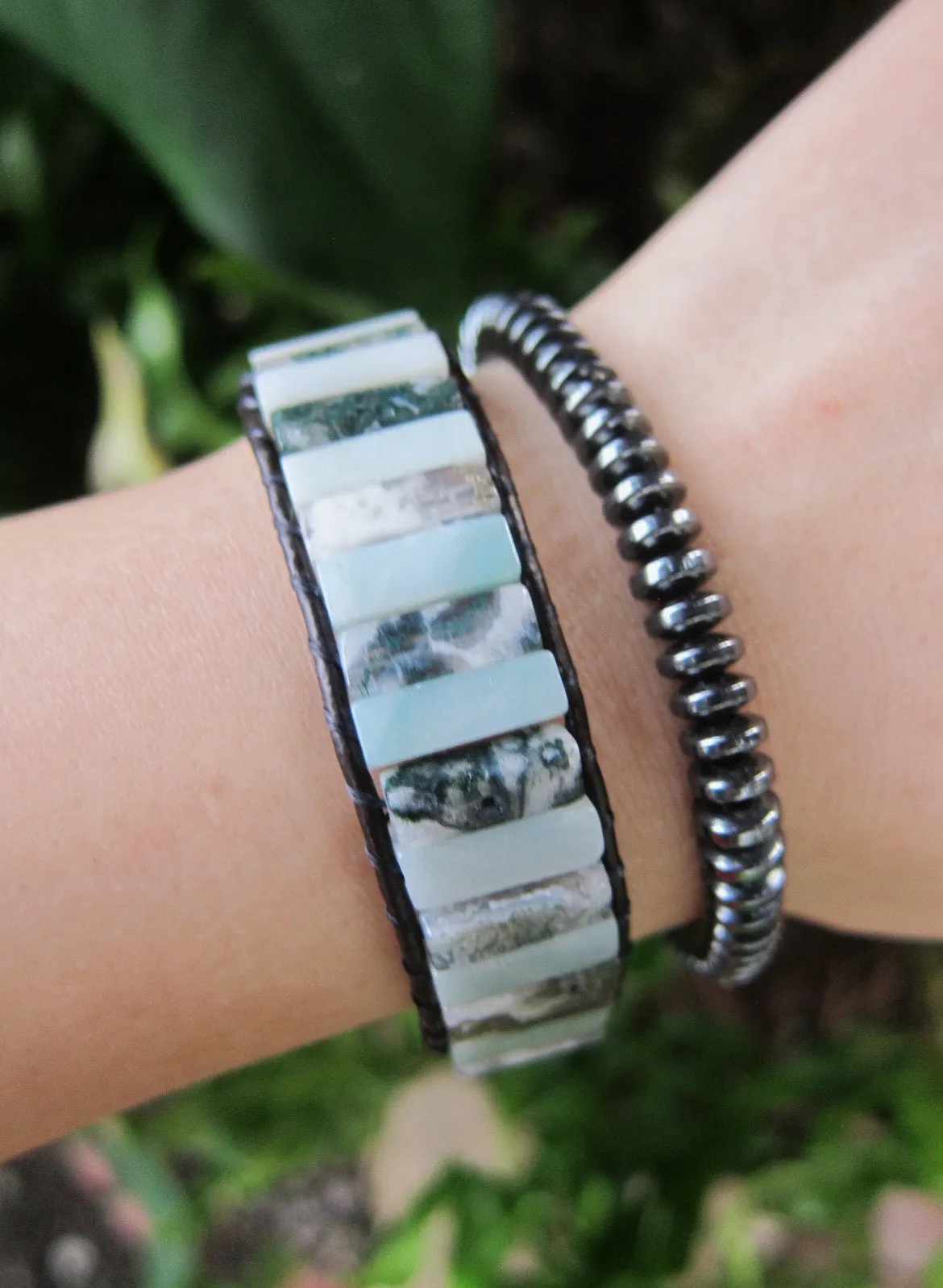 The Blue Nordic in Amazonite Tubestone Wrap Bracelet