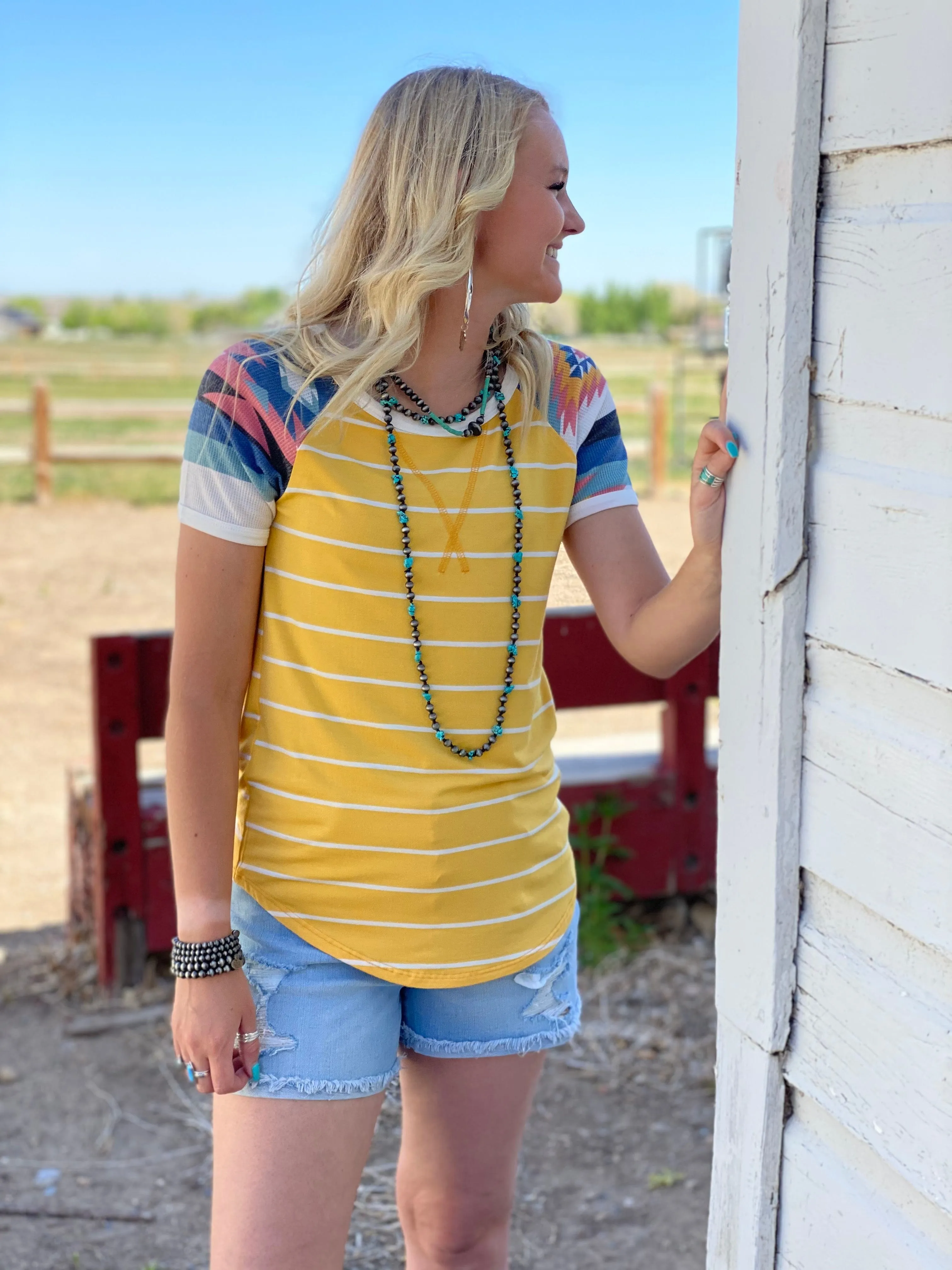 The Cottonwood Striped Tribal Detail Top