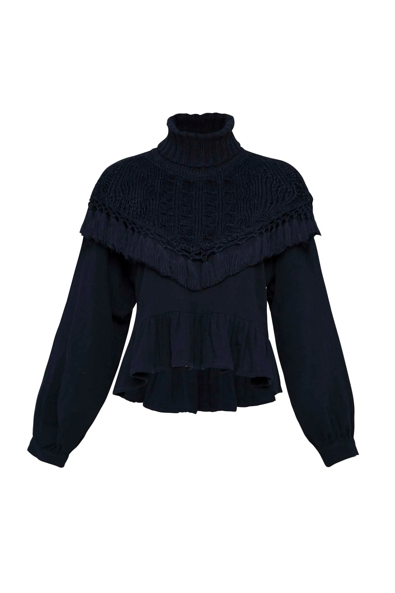 THE DYLAN COTTON TOP WITH KNITTED WARMER - INK BLUE