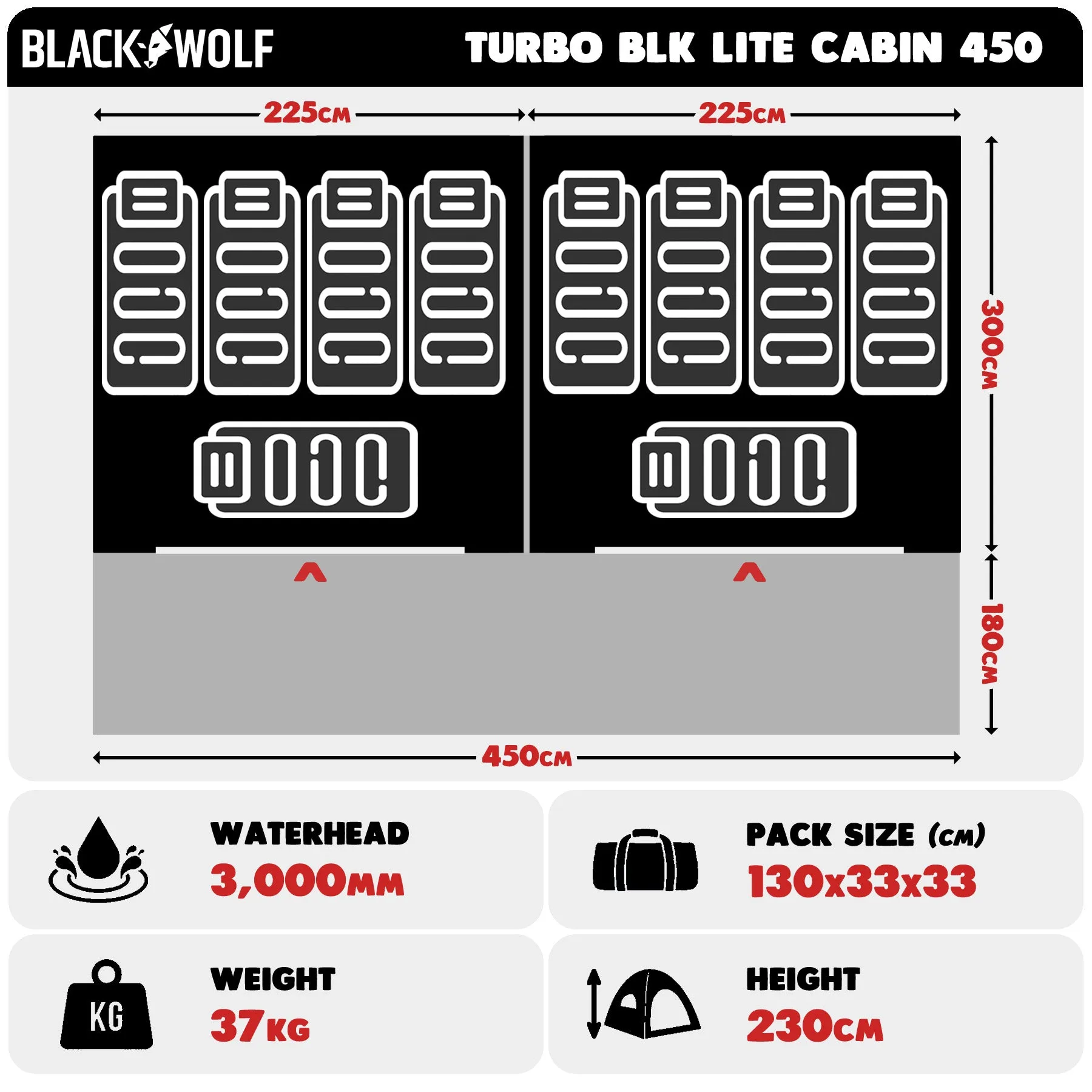 Turbo BLK Lite Cabin 450 Tent