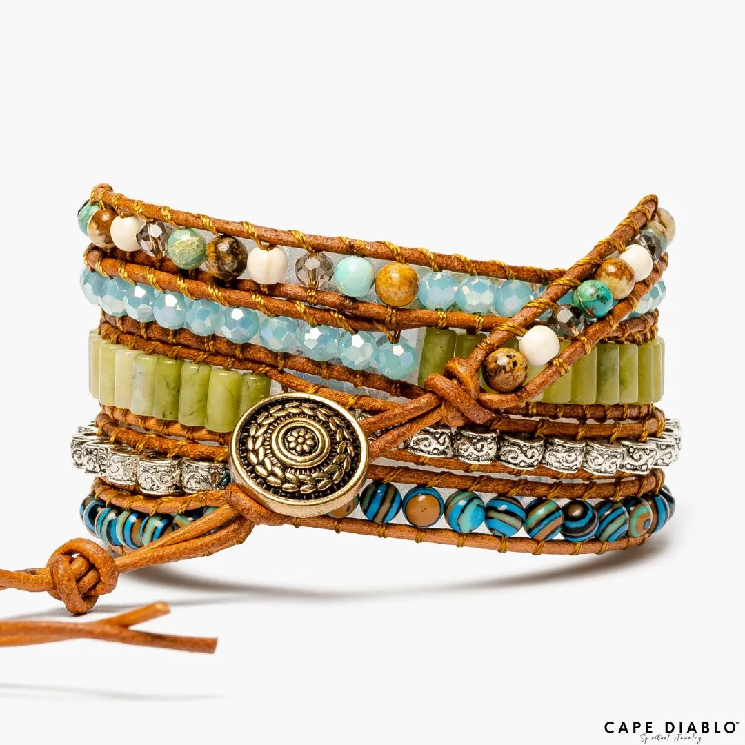 Twisted Ocean Jasper Wrap Bracelet