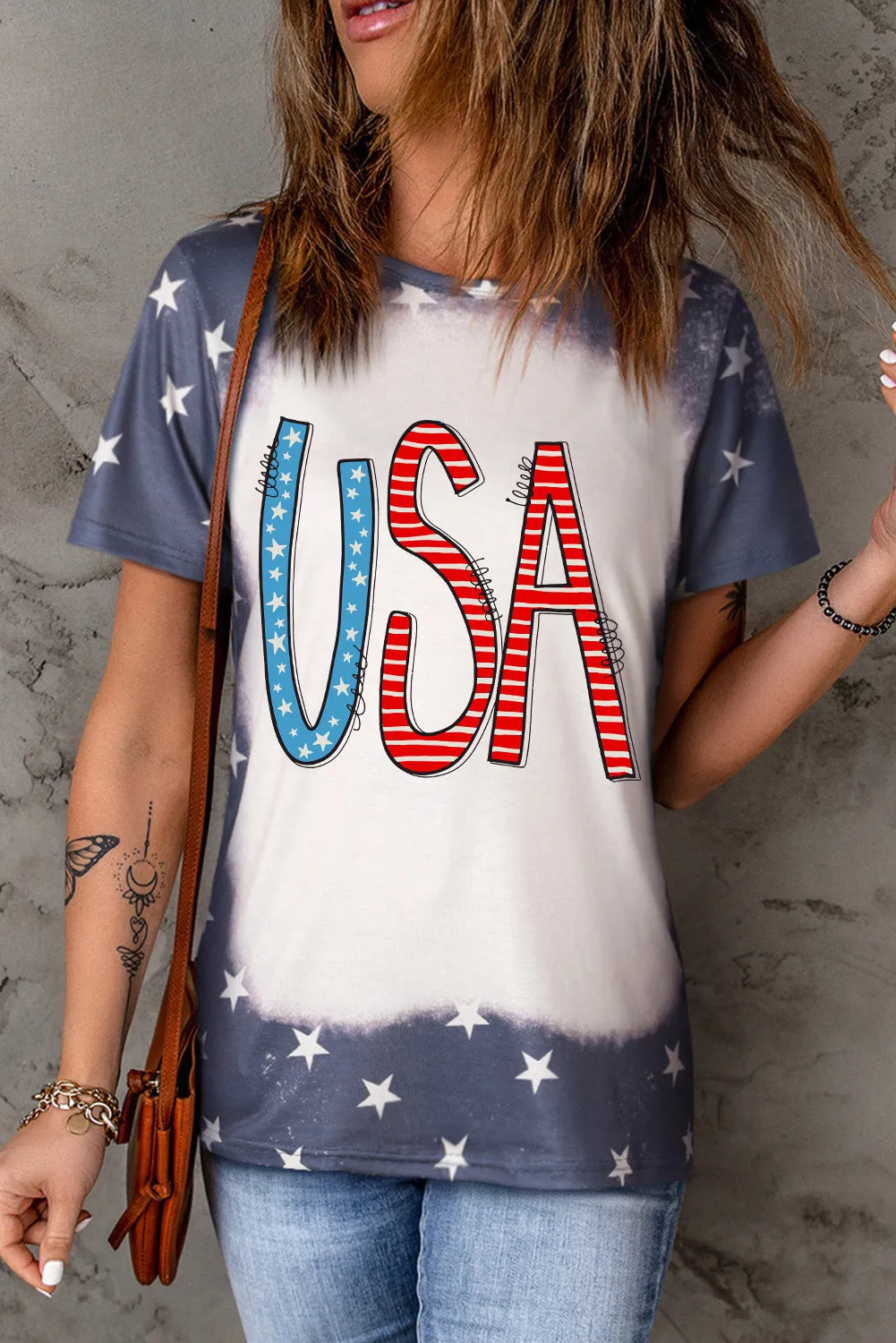 USA Rundhals-Kurzarm-T-Shirt