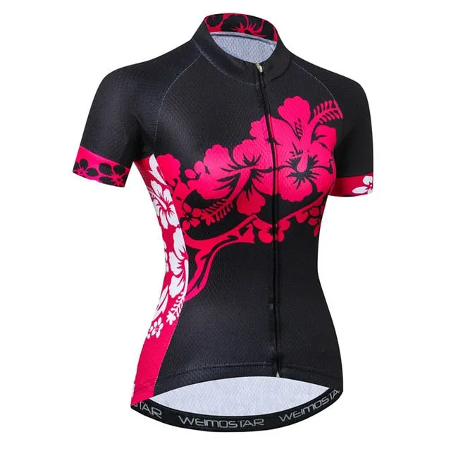 Weimostar Beautiful Cycling Jersey Women Mountain Road Bike Jersey Shirt Summer Breathable MTB Bicycle Clothing Maillot Ciclismo