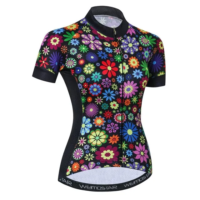 Weimostar Beautiful Cycling Jersey Women Mountain Road Bike Jersey Shirt Summer Breathable MTB Bicycle Clothing Maillot Ciclismo