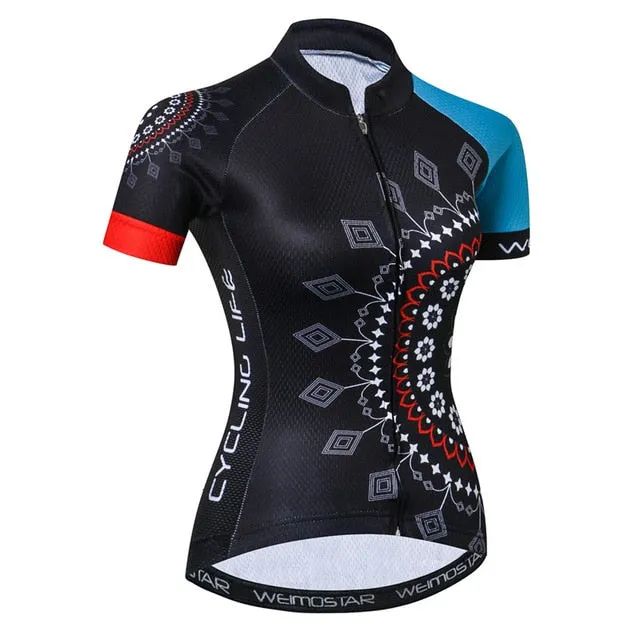 Weimostar Beautiful Cycling Jersey Women Mountain Road Bike Jersey Shirt Summer Breathable MTB Bicycle Clothing Maillot Ciclismo