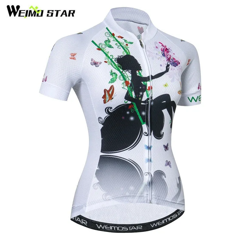 Weimostar Beautiful Cycling Jersey Women Mountain Road Bike Jersey Shirt Summer Breathable MTB Bicycle Clothing Maillot Ciclismo