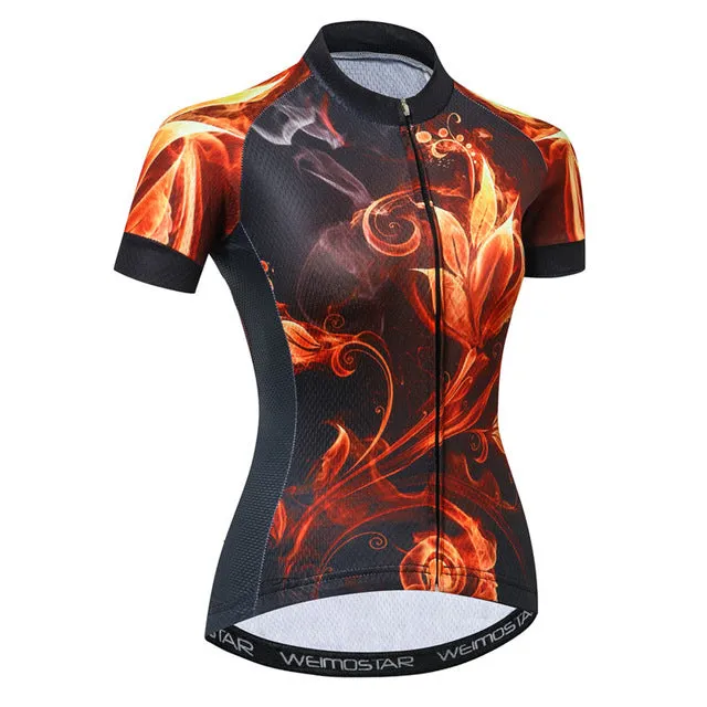 Weimostar Beautiful Cycling Jersey Women Mountain Road Bike Jersey Shirt Summer Breathable MTB Bicycle Clothing Maillot Ciclismo