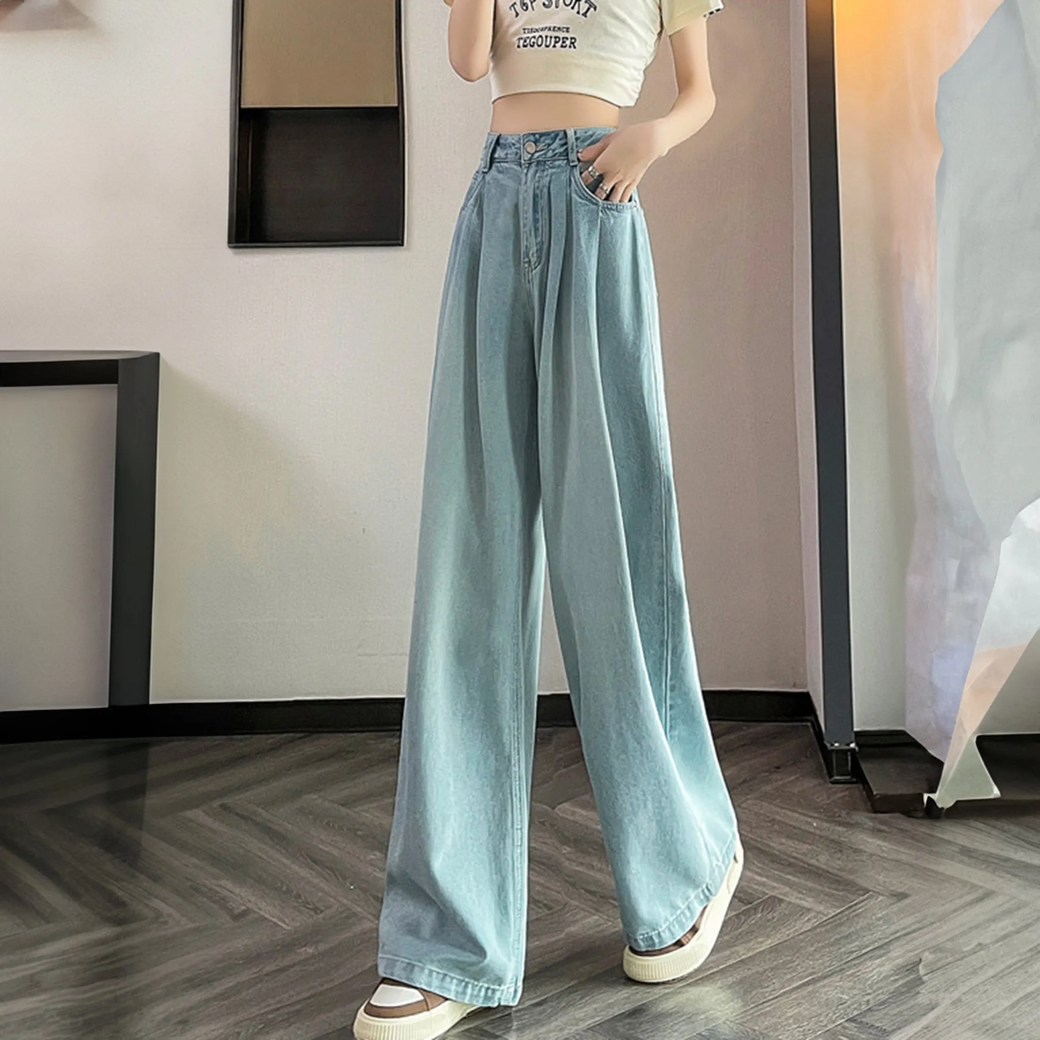 White Cotton Korean baggy pants for women