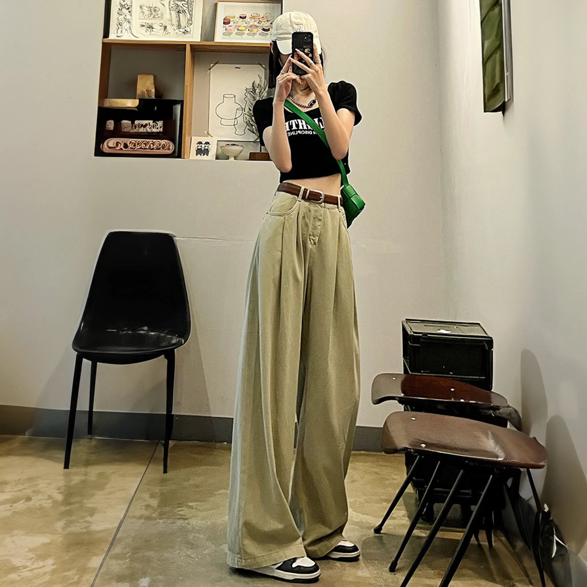 White Cotton Korean baggy pants for women