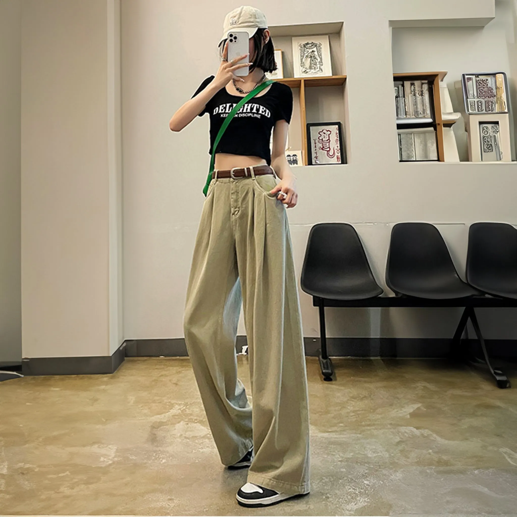 White Cotton Korean baggy pants for women