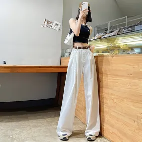 White Cotton Korean baggy pants for women