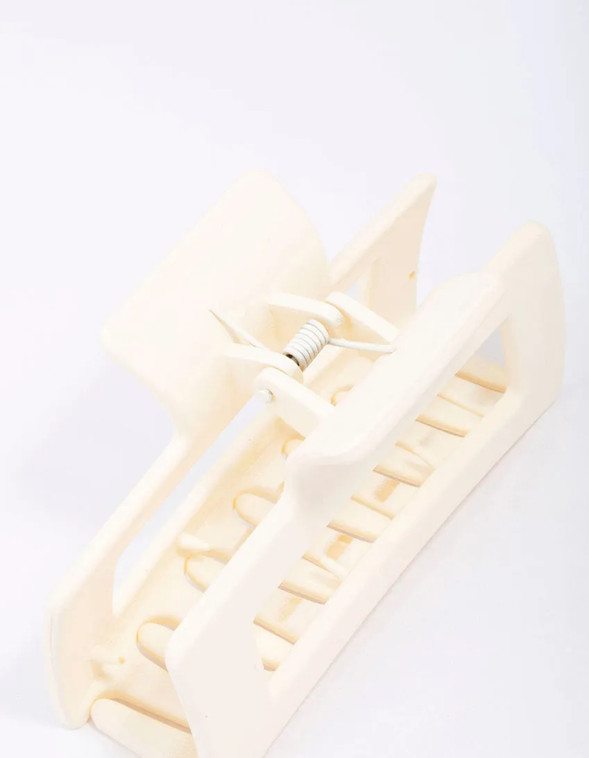 White Large Rectangular Hair Claw Clip