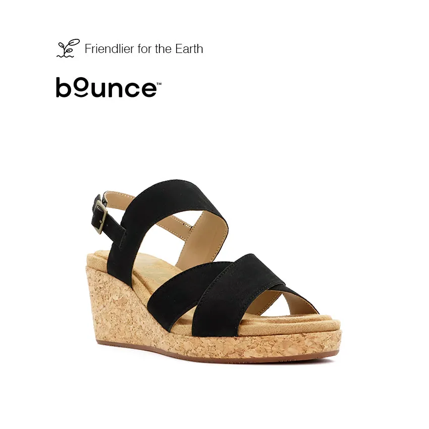 Willow X Band Women's Wedge Sandals - Bold Black Nubuck