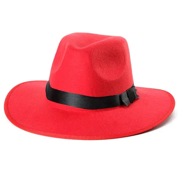 Women ladies Cotton Blend Jazz Felt Fedora Cap Wide Brim Bowler Trilby Panama Hat