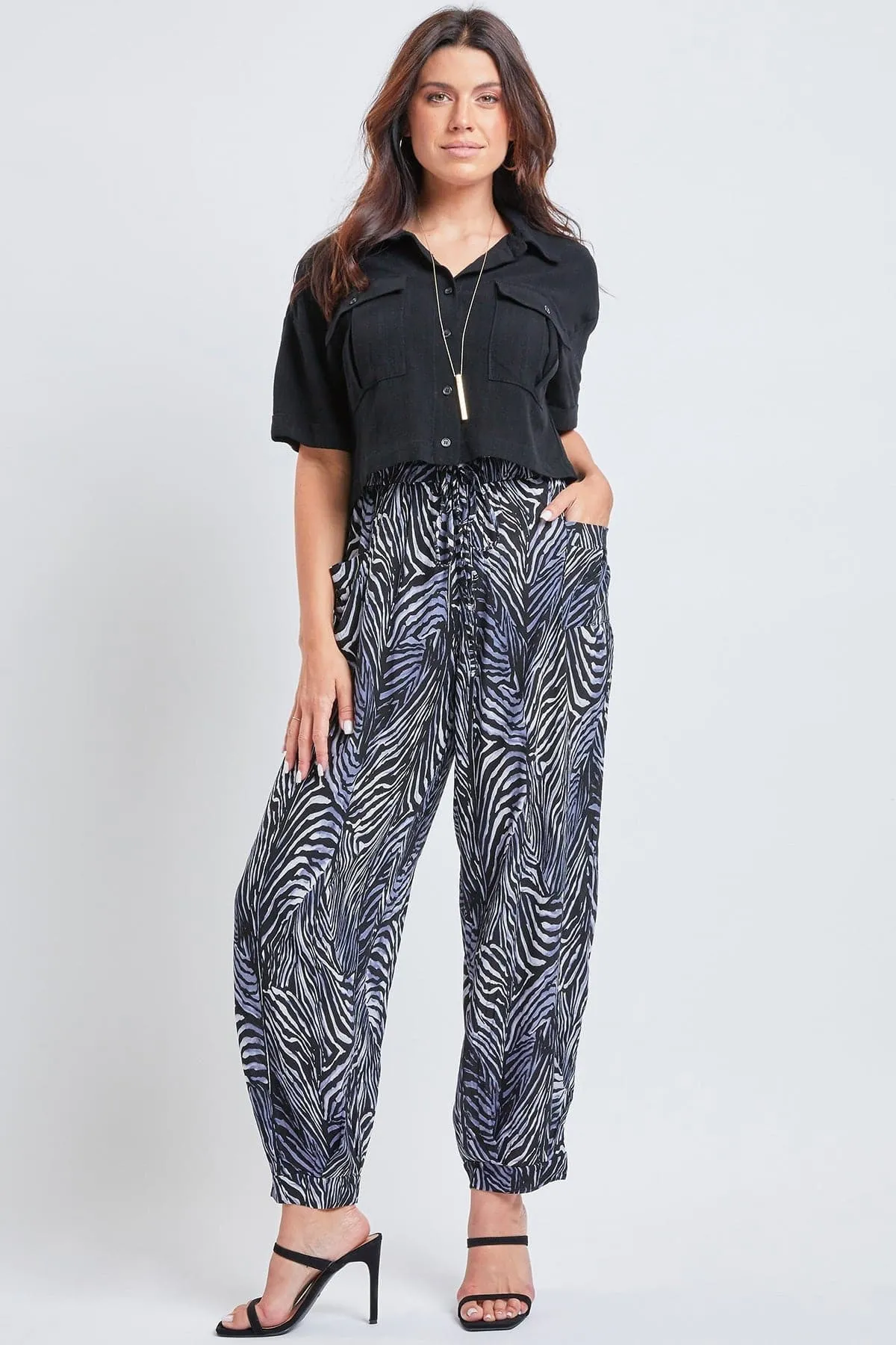 Women's Drawstring Wide Jogger Pant With Pleated Hem Lifestyle Collection