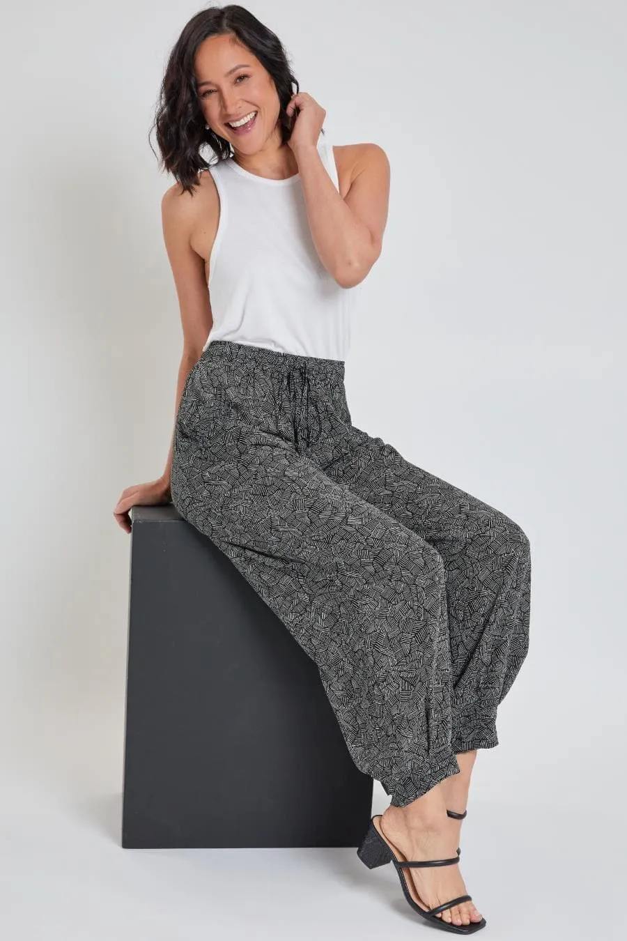 Women's Drawstring Wide Jogger Pant With Pleated Hem Lifestyle Collection