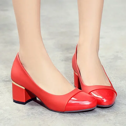 Women's High Heeled Chunky Heels Pumps