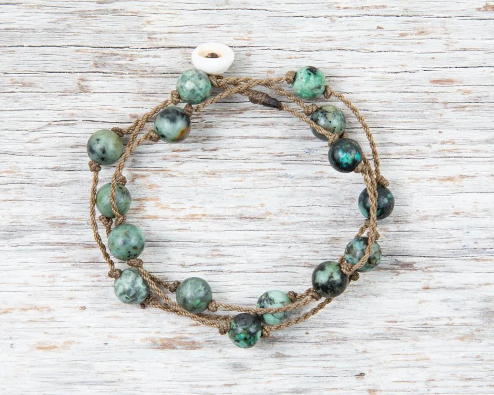 Wrap-1031-African Turquoise Round Medium