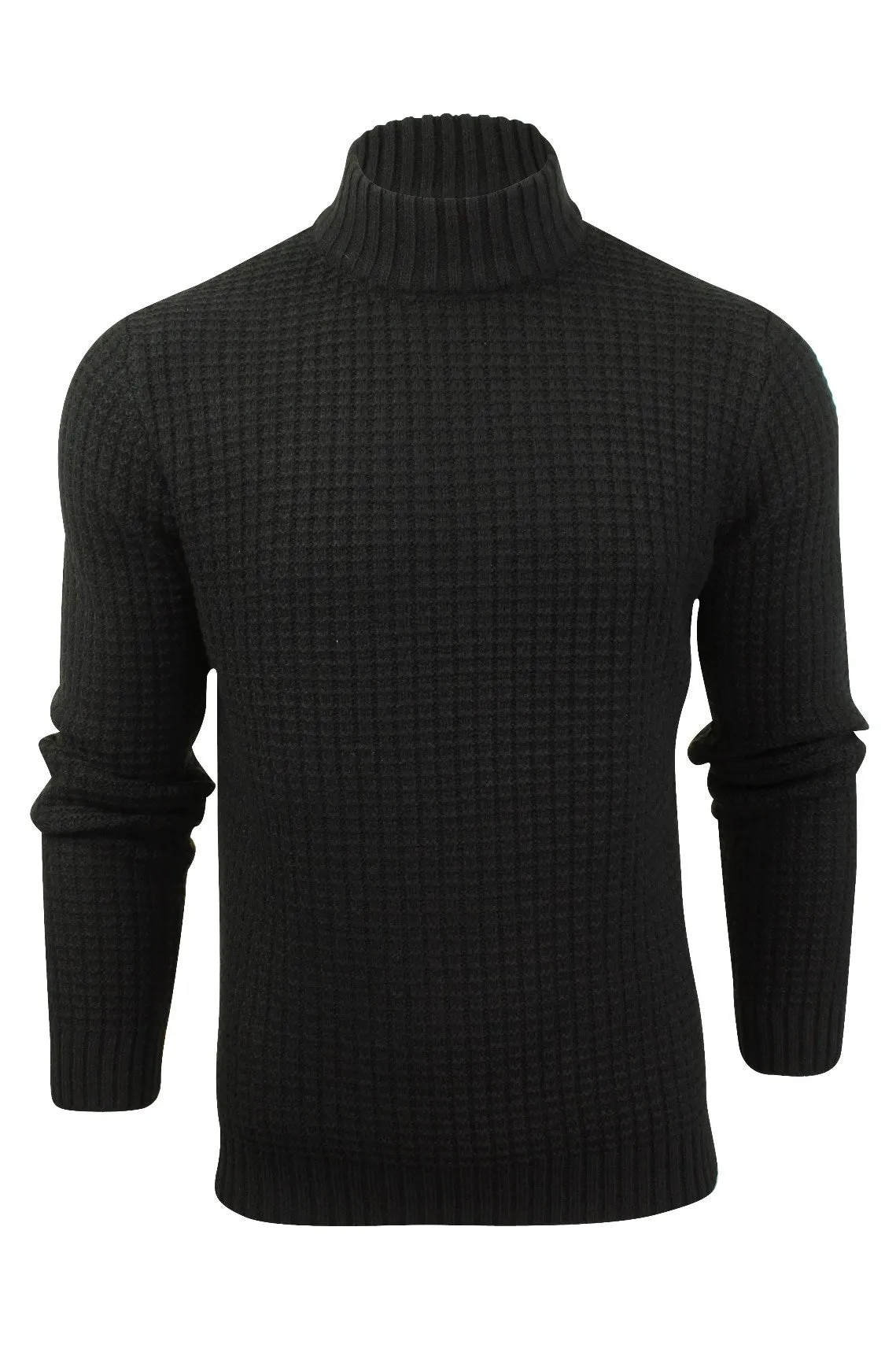 Xact Mens Textured Knit Turtle Neck Jumper