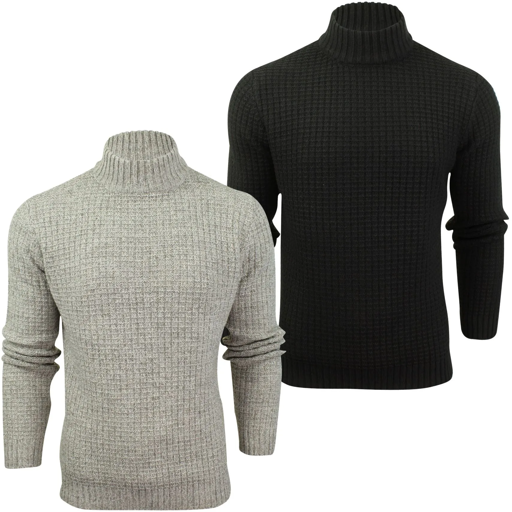 Xact Mens Textured Knit Turtle Neck Jumper