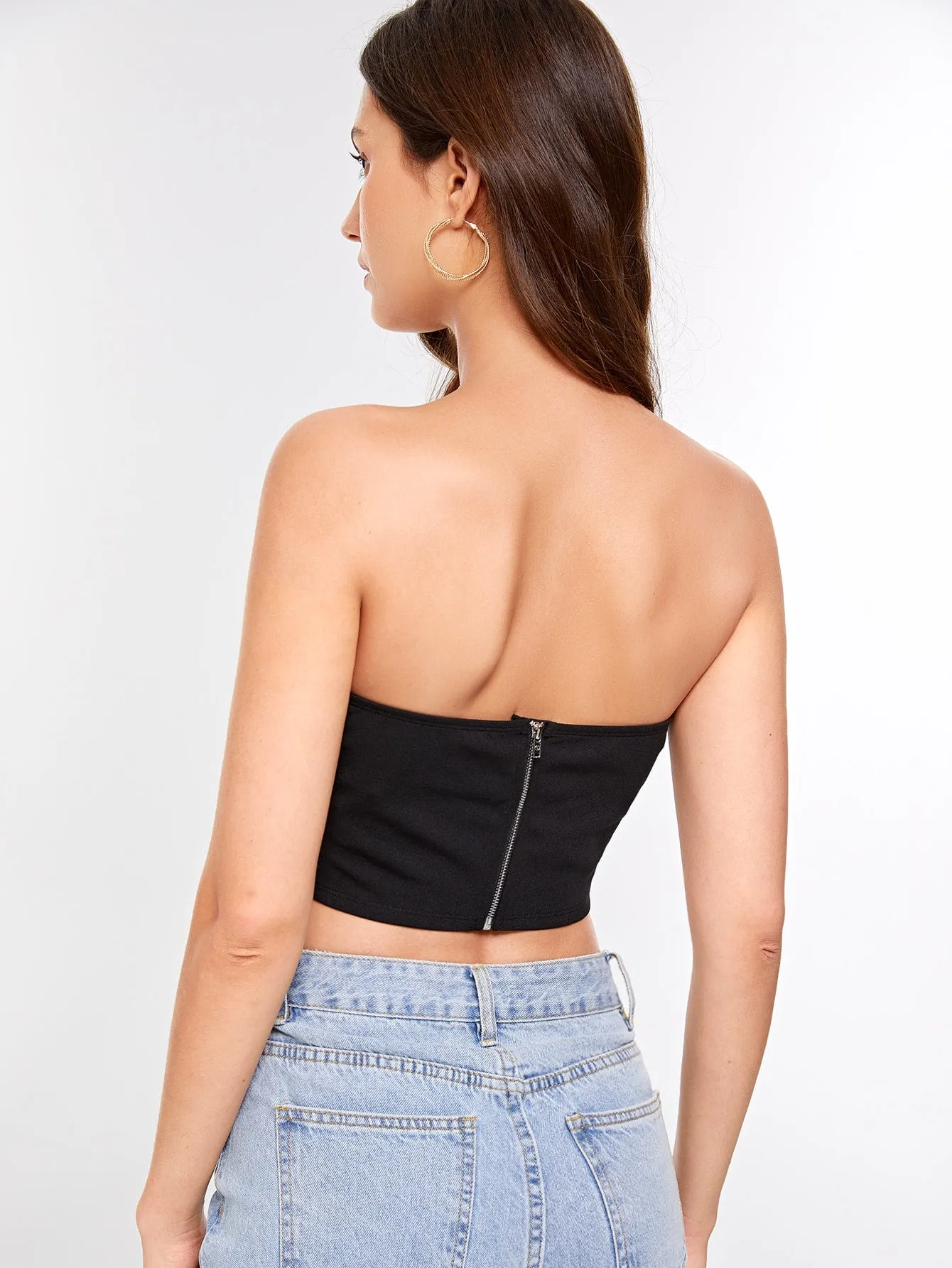 Zip Back Bustier Top